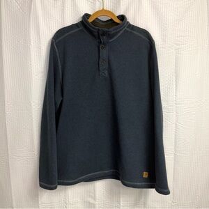 G.H. Bass Sweater Mens XL Blue Classic Heavy Stretch High Neck 1/4 Button